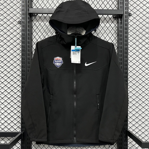 2025 RK904 NK Black Thickened Assault  Hooded Windbreaker (加厚冲锋衣）