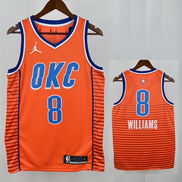 22/23 OKC Thunder WILLIAMS # 8 Orange Flying Edition Top Quality Hot Pressing NBA Jersey