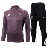 25/26 Man Utd Grey Purple  Half Pull Tracksuit #B2550 (半拉链)