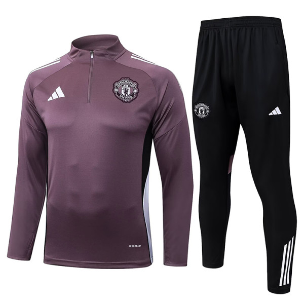 25/26 Man Utd Grey Purple  Half Pull Tracksuit #B2550 (半拉链)