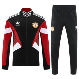 25/26  Man Utd Black & Red Retro Jacket Tracksuit#F14