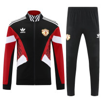 25/26  Man Utd Black & Red Retro Jacket Tracksuit#F14