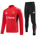 Copy 25/26 Man Utd Red  Half Pull Tracksuit胸前广告  (半拉链)