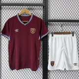 25/26  West Ham Home  Kids  Soccer Jersey