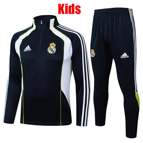 25/26  RMA Royal Blue Retro Edition Kids Half Pull Kids Tracksuit #E2573(半拉链)