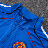 25/26 Man Utd Blue Half Pull  Kids tracksuit #E25102 (童装蓝配黑裤、半拉链)