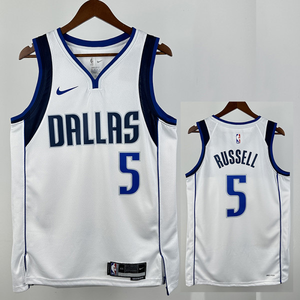 Dallas Mavericks RUSSELL #5 White Top Quality Hot Pressing NBA Jersey