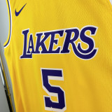 22/23 LAKERS AYTON#5 Yellow Top Quality Hot Pressing NBA Jersey(圆领）