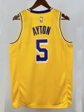 22/23 LAKERS AYTON#5 Yellow Top Quality Hot Pressing NBA Jersey(圆领）