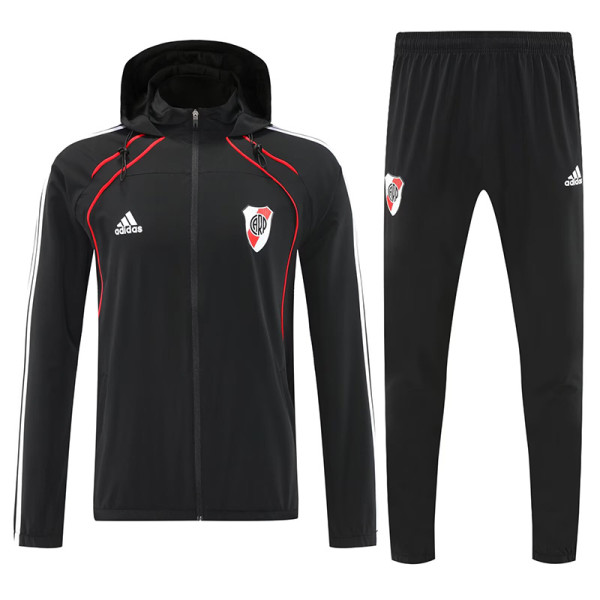 25/26 River Plate Black Hooded Jacket Tracksuit