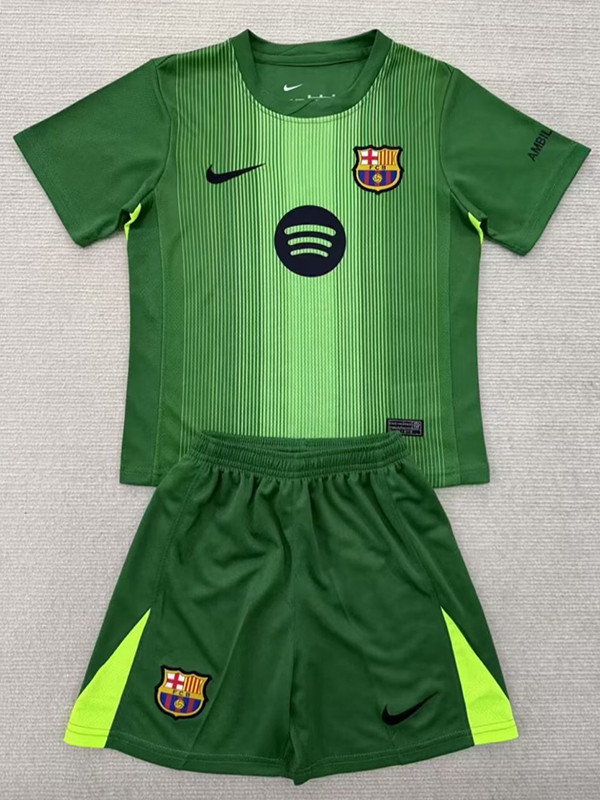 25 /26 BAR Goalkeeper Green Kids Soccer Jersey