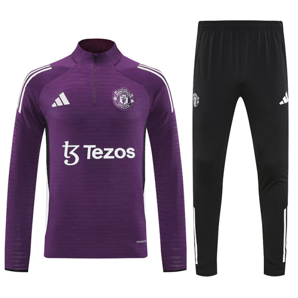 25/26 Man Utd Purple Half Pull Tracksuit胸前广告  (半拉链)