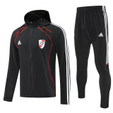 25/26 River Plate Black Hooded Jacket Tracksuit