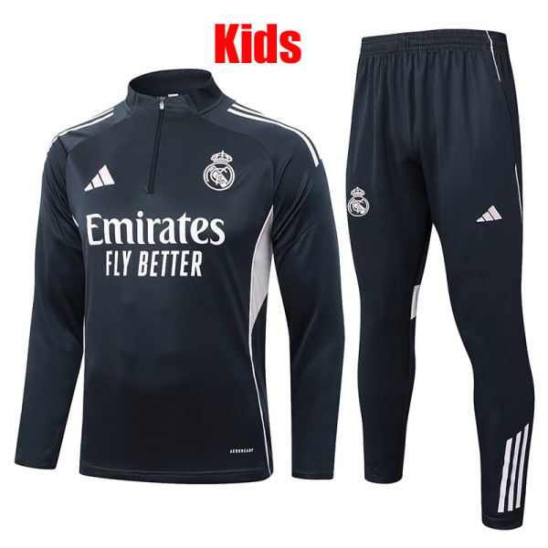 25/26  RMA Grey Kids Half Pull Tracksuit #E2594(童装、半拉链)