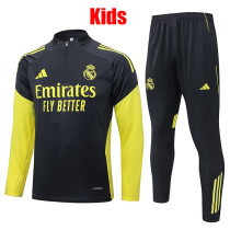 25/26  RMA Grey &Yellow  Kids Half Pull Tracksuit #E25119(童装/半拉链)