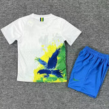 25/26 Brazil Green Parrot Special Edition Kids  Soccer Jersey