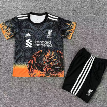 25/26 LIV Black Orange Eagle's head  Kids Soccer Jersey