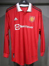 22/23 Man Utd Home Player Version Long Sleeve Retro Soccer Jersey长袖球员