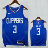 22/23 Clippers PUAL # 3 Blue Top Quality Hot Pressing NBA Jersey