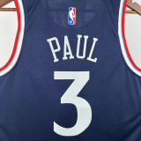 24/25 Clippers PUAL # 3 Fly Man Royal Blue Top Quality Hot Pressing NBA Jersey