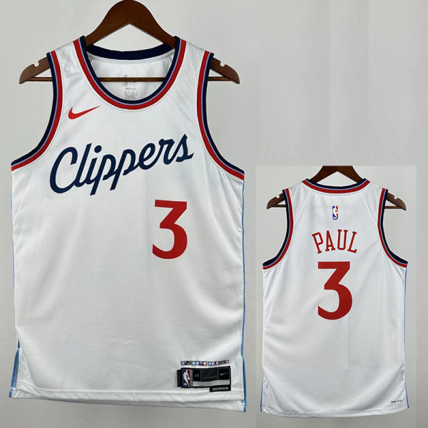 24/25 Clippers PUAL # 3 White Top Quality Hot Pressing NBA Jersey