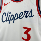 24/25 Clippers PUAL # 3 White Top Quality Hot Pressing NBA Jersey