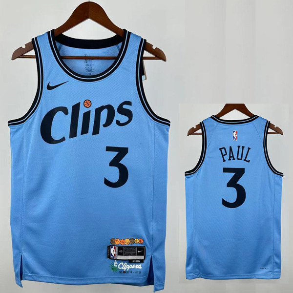 24/25 Clippers PUAL # 3 City Edition Blue Top Quality Hot Pressing NBA Jersey