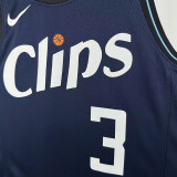 23/24 Clippers PUAL # 3 City Edition Royal Blue Top Quality Hot Pressing NBA Jersey