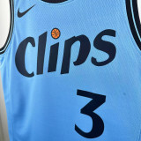 24/25 Clippers PUAL # 3 City Edition Blue Top Quality Hot Pressing NBA Jersey