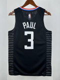 Clippers PUAL # 3 Fly Man Black Top Quality Hot Pressing NBA Jersey