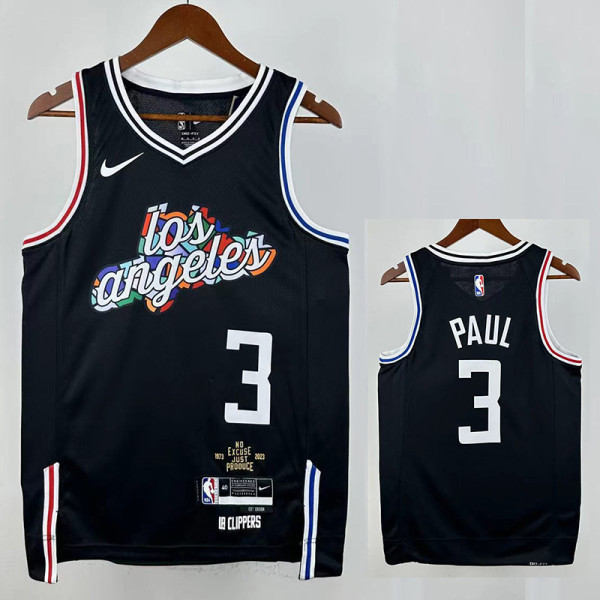 22/23 Clippers PUAL # 3 Black City Edition Top Quality Hot Pressing NBA Jersey