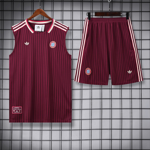 25/26 Bayern Maroon Retro Training vest Suit (直纹）