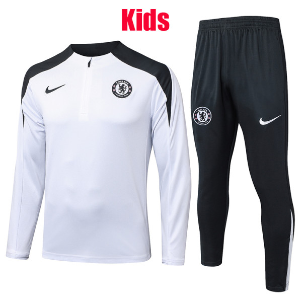 25/26 CHE White Kids Half Pull Tracksuit#E25134 (童装\半拉链)