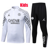 25/26 PSG Jordan White Kids Half Pull Tracksuit #E25133 (童装\半拉链)