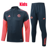 25/26 Bayern Grey Kids Half Pull Tracksuit #E25155 (童装\半拉链)