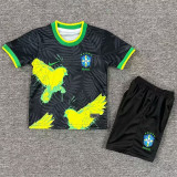 25/26 Brazil Dove Of Peace Black Kids  Soccer Jersey