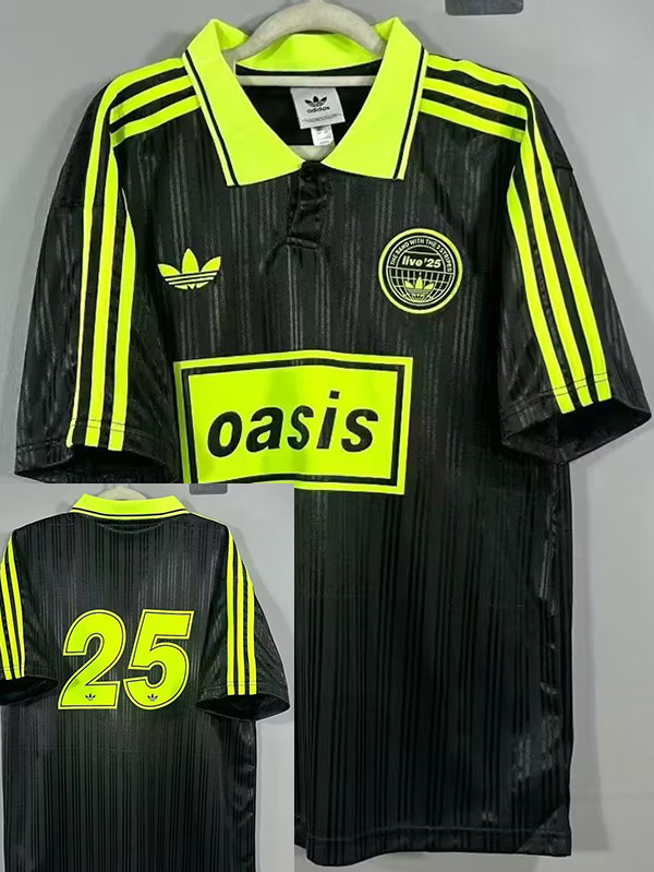 25/26 Live'25 OASIS Black&Green With No25 Tour Soccer Jersey#带25号