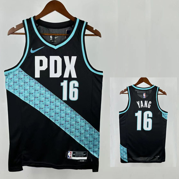 25/26 Trail Blazers YANG #16 Black City Edition Top Quality Hot Pressing NBA Jersey