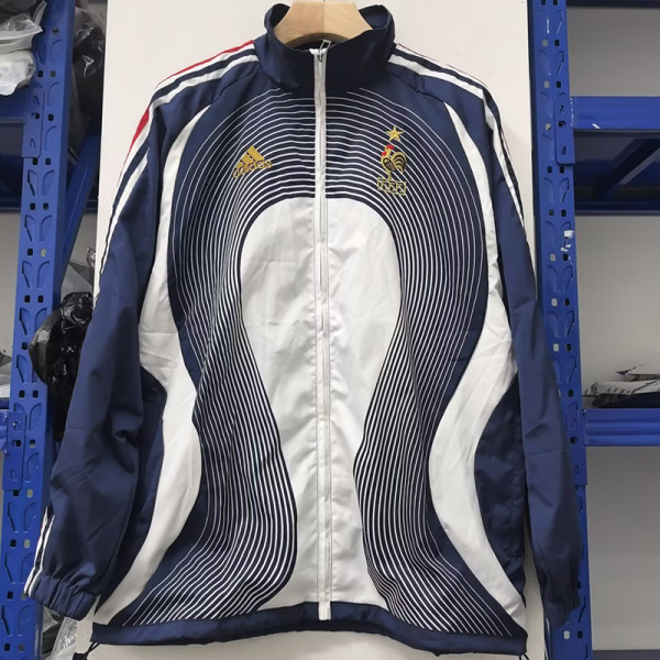 25/26 France Royal Blue Embroidery Retro windbreaker