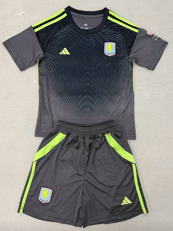 25/26 Aston Villa Goalkeeper Black Kids  Soccer Jersey