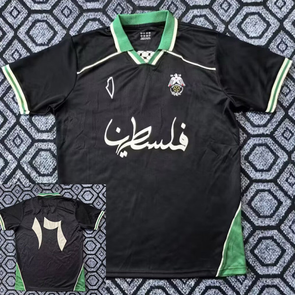 25/26 Palestine Arabic Special Edition Black &Ｇreen No#17 Fans Soccer Jersey(绿领)