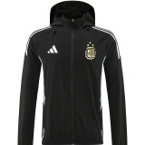 25/26 Argentina Black Hooded Windbreaker Tracksuit