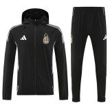25/26 Argentina Black Hooded Windbreaker Tracksuit