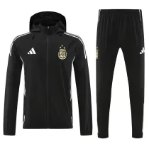 25/26 Argentina Black Hooded Windbreaker Tracksuit