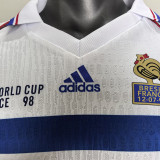 1998 France Away Player Version Retro Soccer Jersey(右胸带小字)