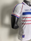 1998 France Away Player Version Retro Soccer Jersey(右胸带小字)