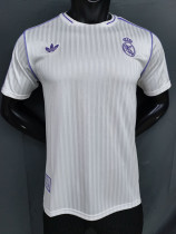 25/26 RMA Retro Editio White  Player Version Soccer Jersey(肩紫边)