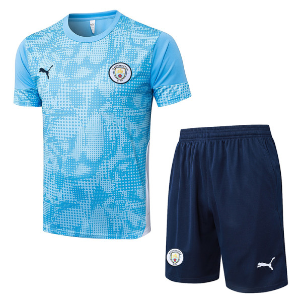 25/26 Man City Light Blue Inkjet Training Short Suit#D25219