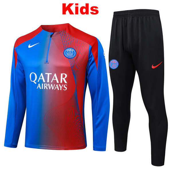 25/26 PSG Blue Red Inkjet Kids Half Pull Tracksuit#E25188 (童装/半拉链)