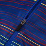25/26 BAR Diagonal inkjet Blue Kids Half Pull Tracksuit#E25174 (童装半拉链)